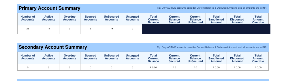 CRIF account summary from July showing 25 accounts with 3 overdue