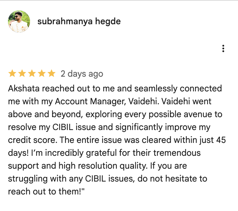 Subramanya Hegde's five-star Google review naming Akshata and Vaidehi
